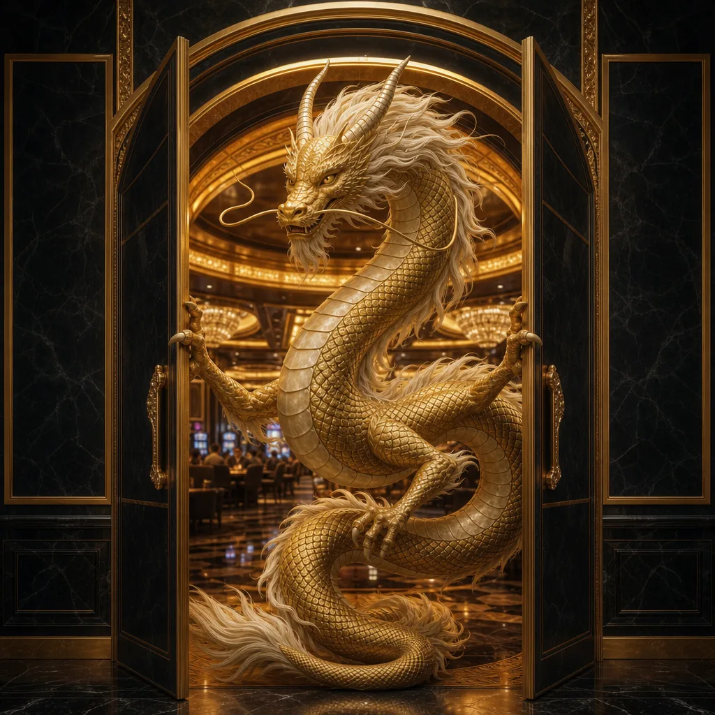 Dragon doré à l'entrée de l'univers Binobet